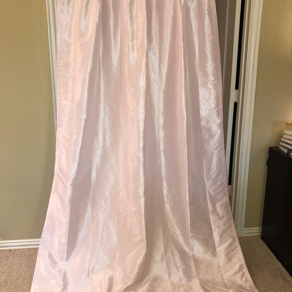 2 Pink Faux Silk Curtain Panels
